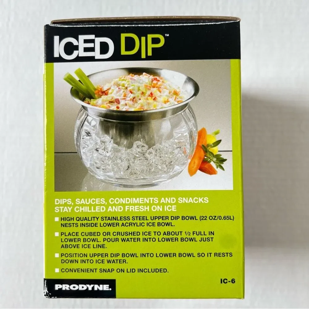 Prodyne Iced Dip 3 Piece Iced Stainless Steel & Acrylic Dip Cup With Lid